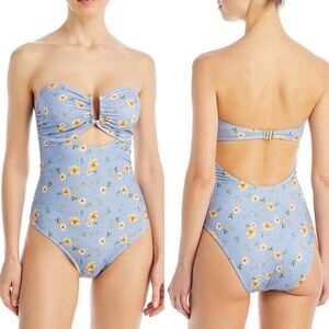 💃🏻Aqua Floral Blue One Piece Swimsuit